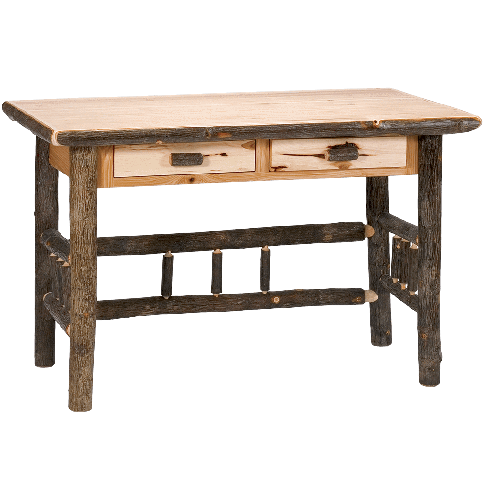 Hickory Writing Desk with Two Drawers