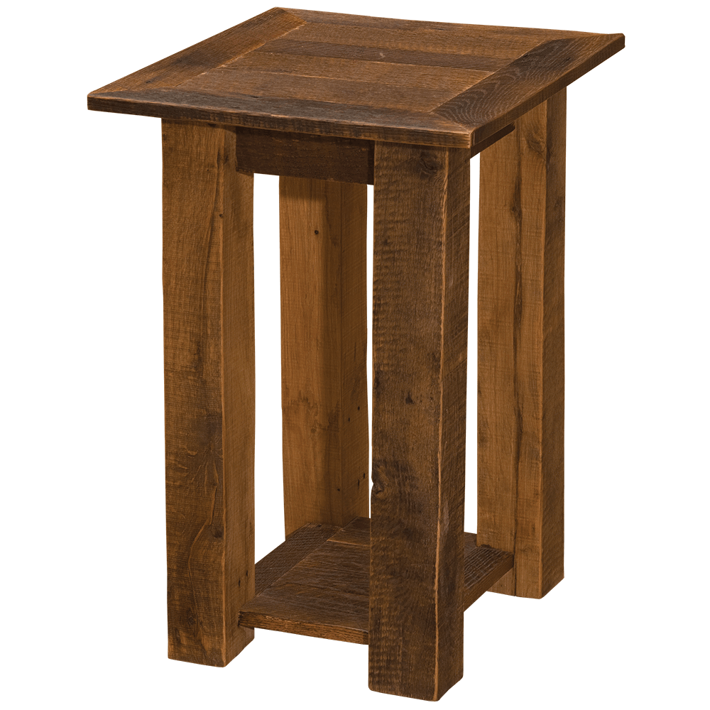 Barnwood Open End Table with Shelf