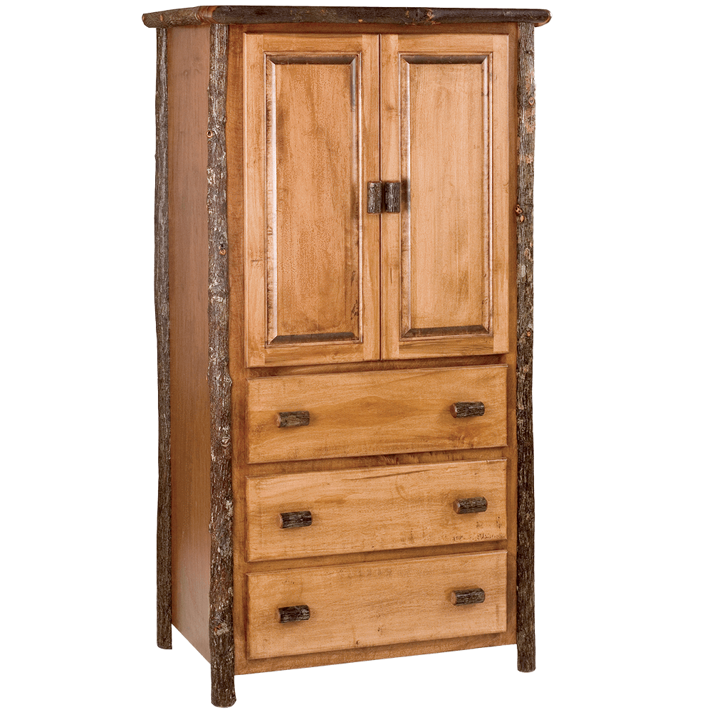 Hickory Three Drawer Armoire