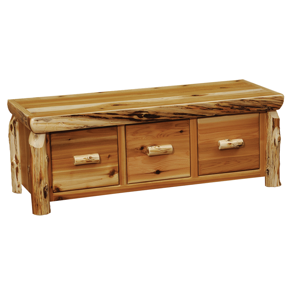 Cedar Entry Bench with Three Drawers