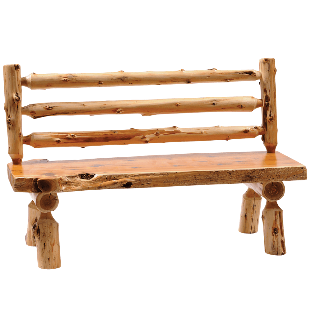 Cedar Log Bench with Back