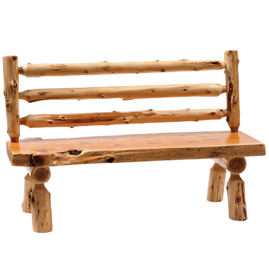 Cedar Log Bench with Back