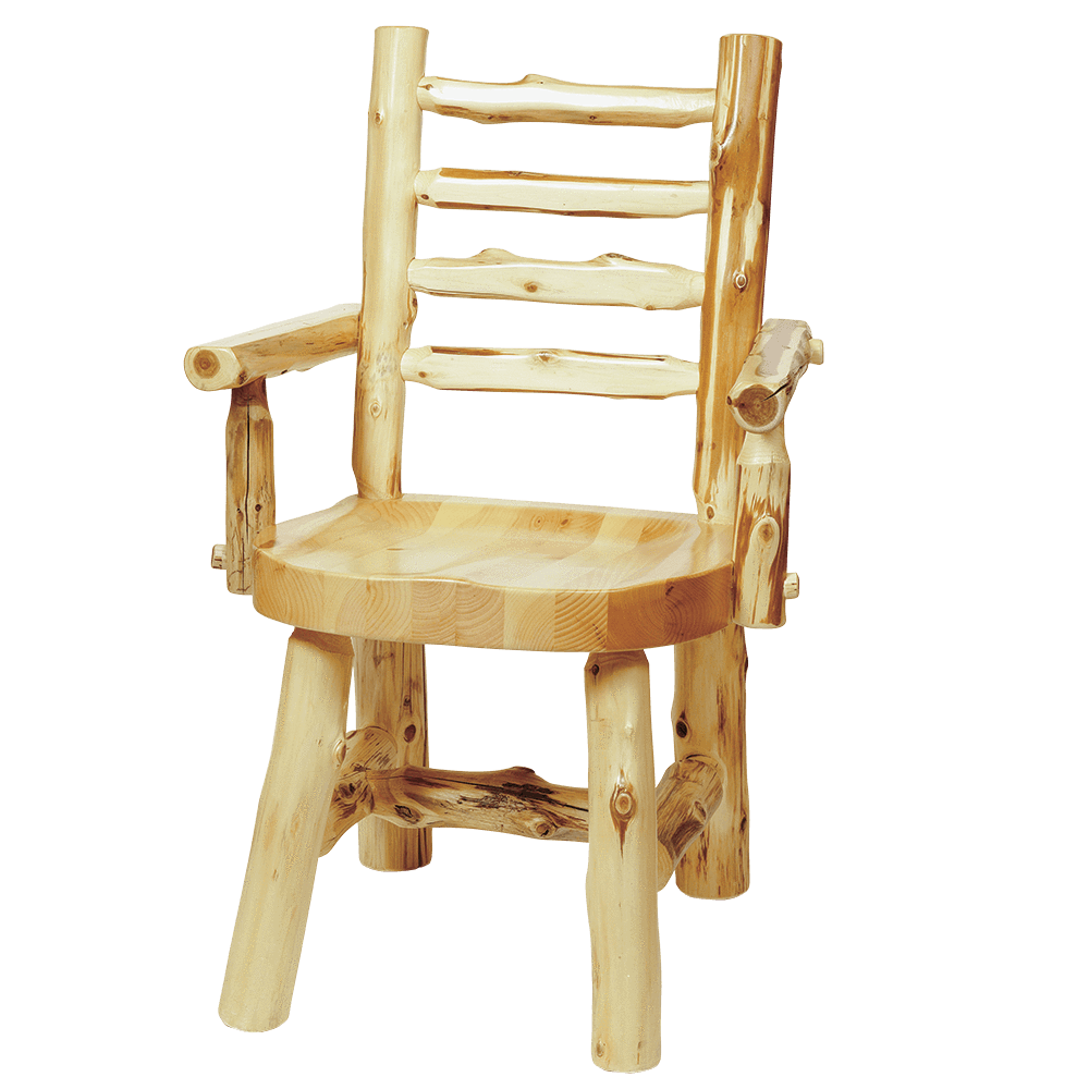 Cedar Ladder-back Log Arm Chair