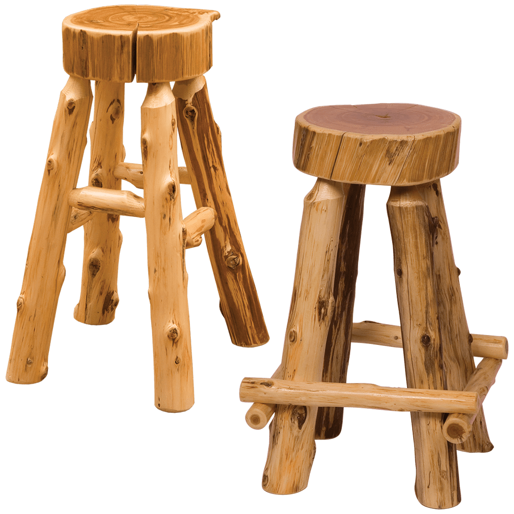 Traditional Cedar Log Bar Stool