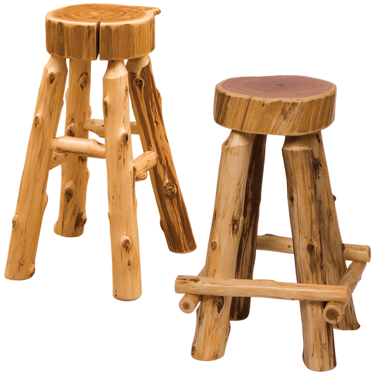 Traditional Cedar Log Bar Stool