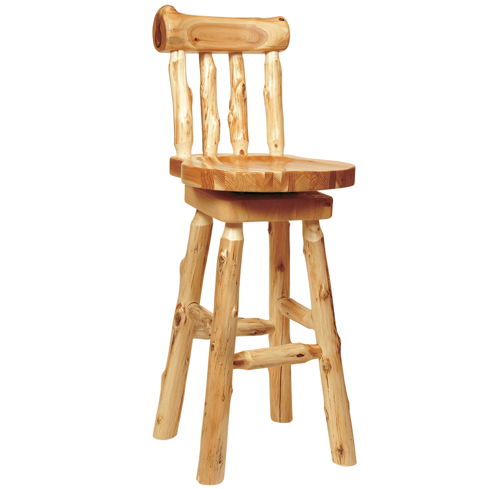 Traditional Cedar Log Swivel Bar Stool