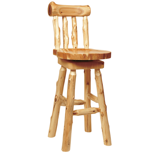 Traditional Cedar Log Swivel Bar Stool