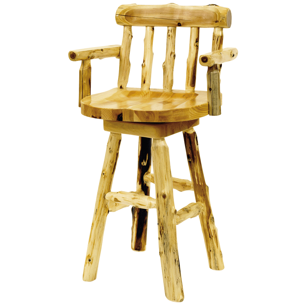 Cedar Log Swivel Bar Stool