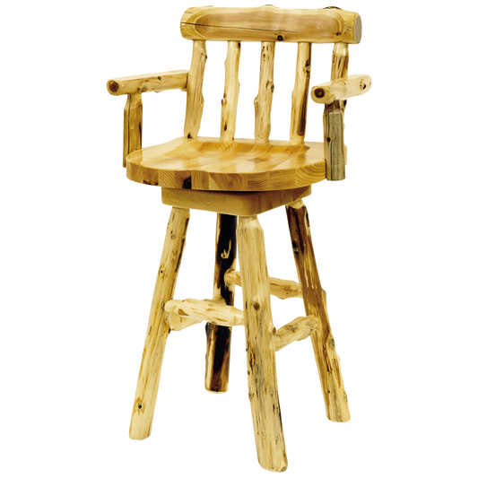 Cedar Log Swivel Bar Stool