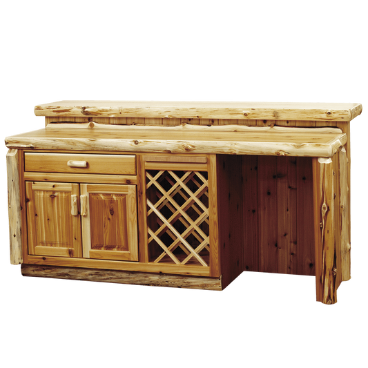 Traditional Cedar Log Bar with Wine Storage