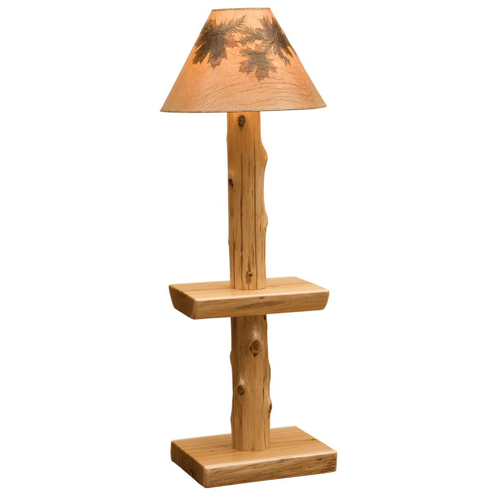 Cedar Floor Lamp with Shelf