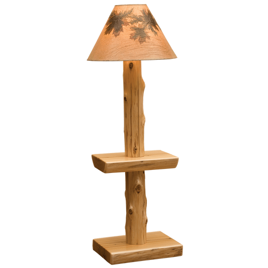 Cedar Floor Lamp with Shelf