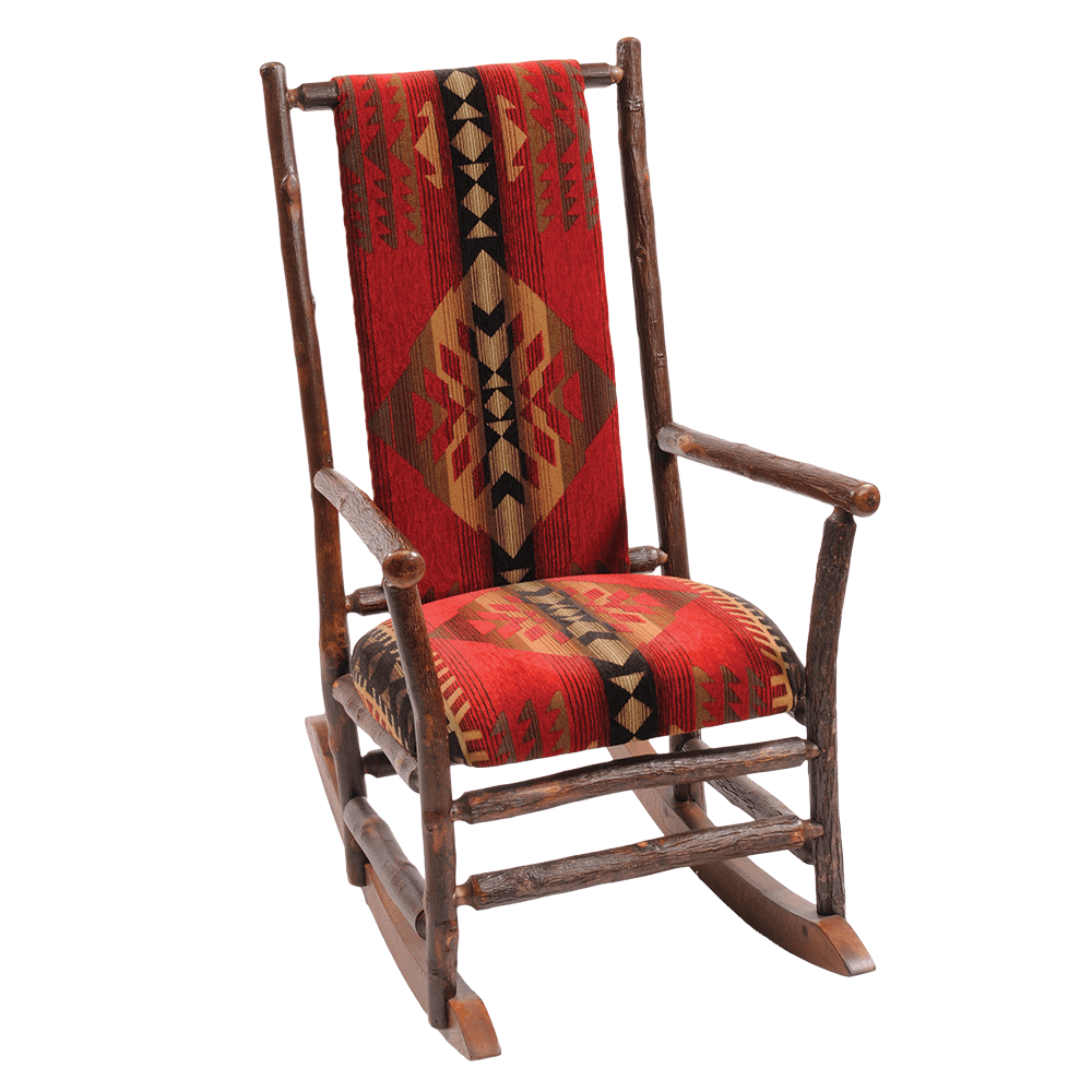 Hickory Rocking Chair with Upholstered Seat and Back