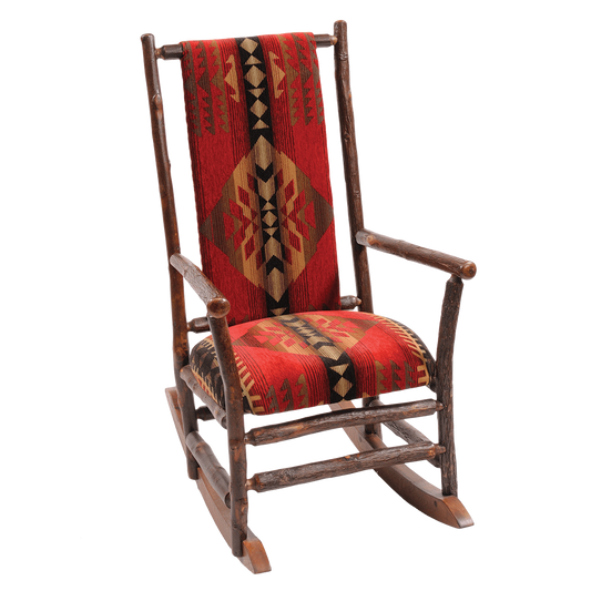 Hickory Rocking Chair with Upholstered Seat and Back