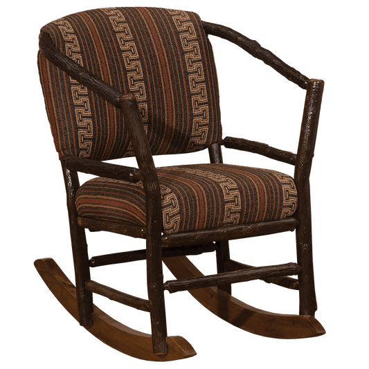 Hickory Hoop Rocking Chair with Upholstered Seat and Back