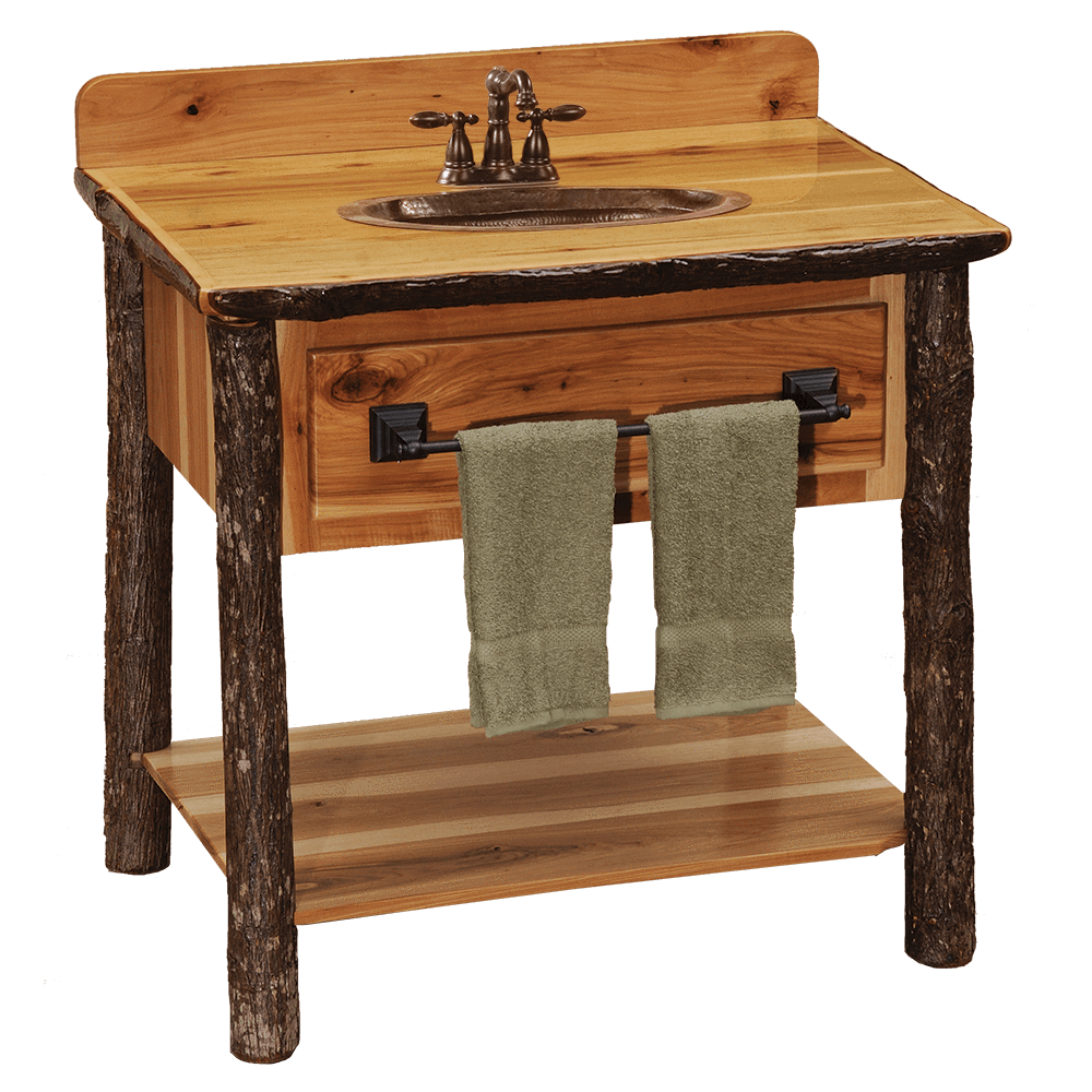 Hickory Freestanding Open Vanity with Shelf-Rustic Alder