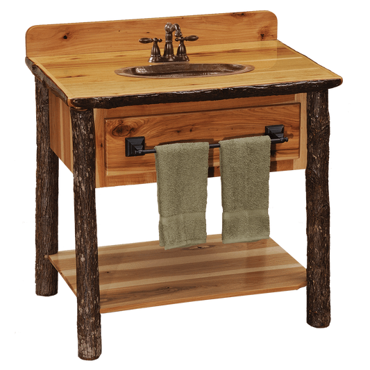 Hickory Freestanding Open Vanity with Shelf-Rustic Alder