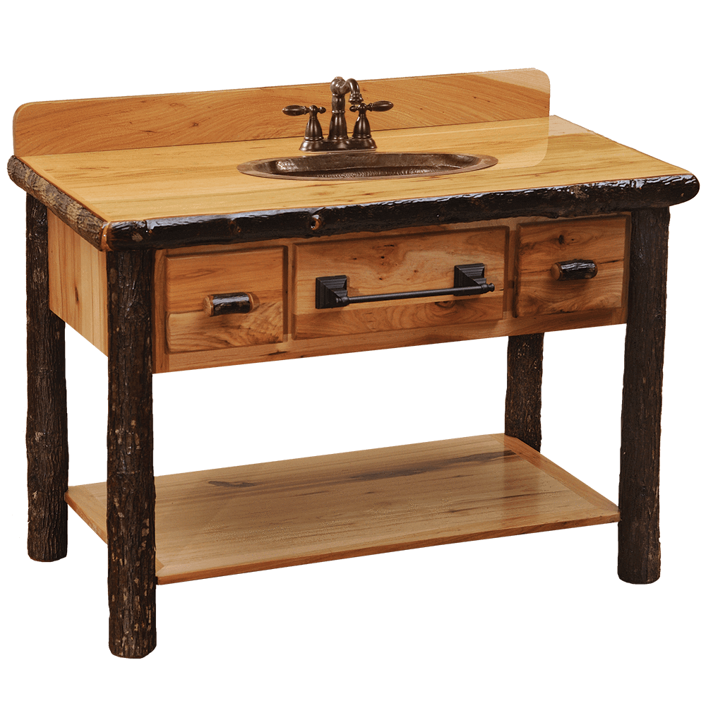 Hickory Freestanding Open Vanity with Shelf and Two Drawers - Espresso