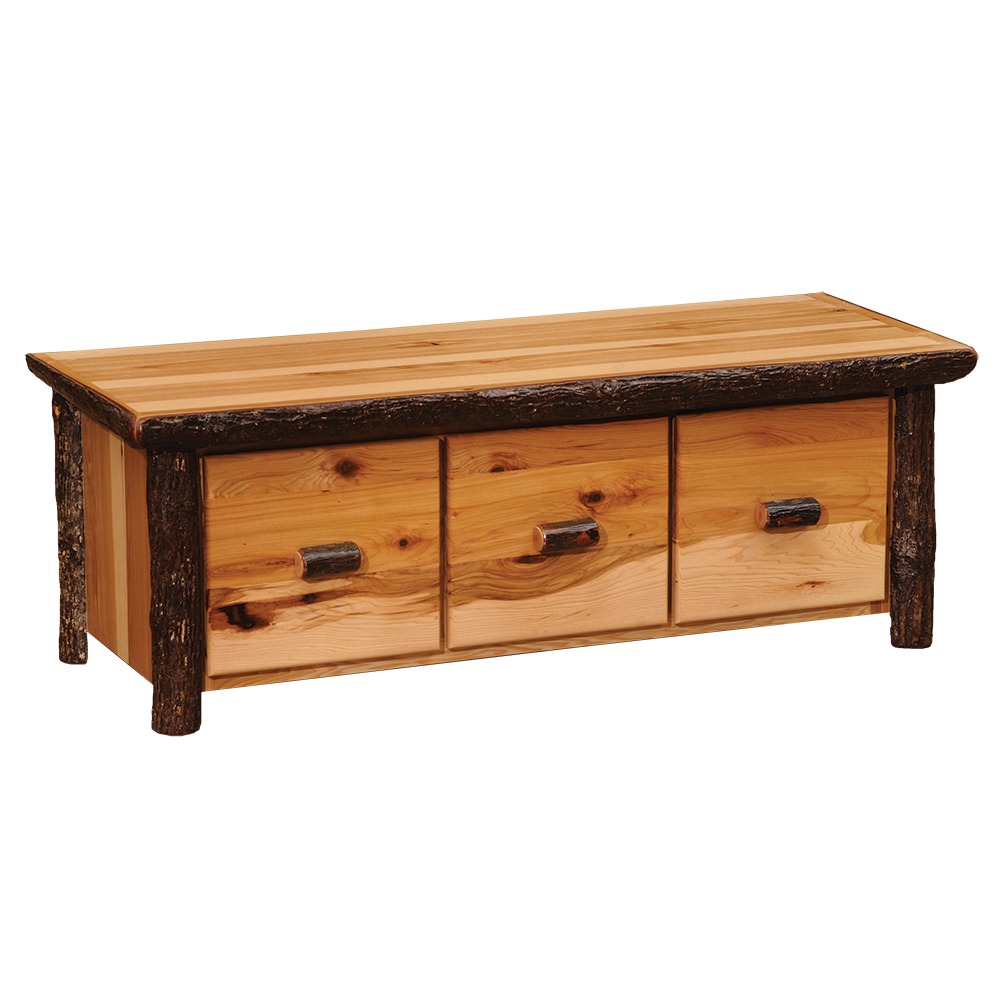 Hickory Entry Bench with Three Drawers