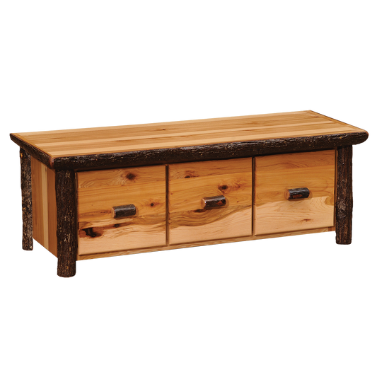 Hickory Entry Bench with Three Drawers