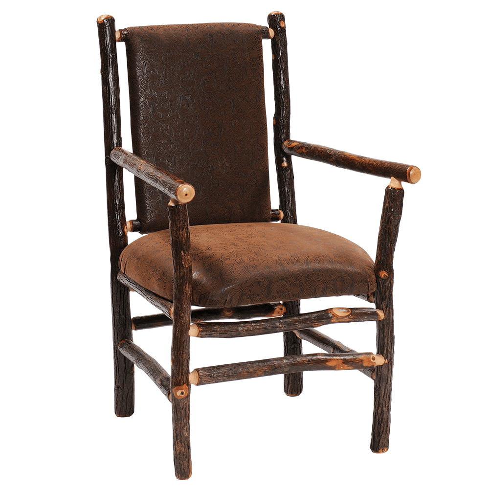 Hickory Upholstered Back Arm Chair