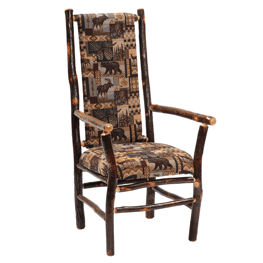 Hickory High Back Upholstered Back Arm Chair