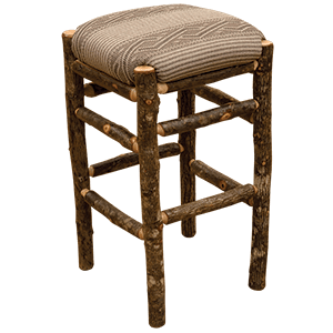 Hickory Upholstered Square Backless Barstool