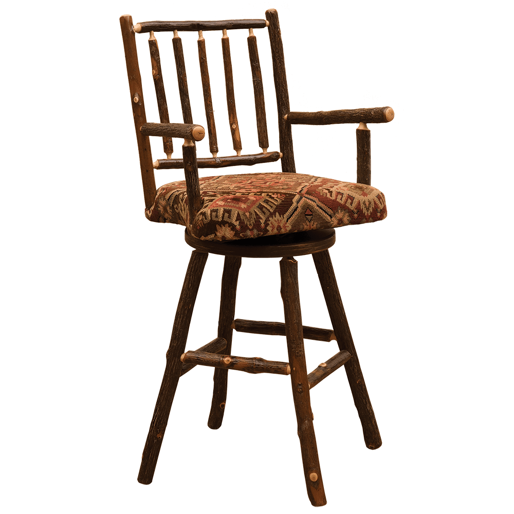 Hickory Swivel Barstool with Arms