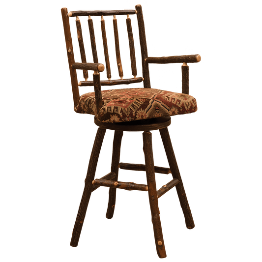 Hickory Swivel Barstool with Arms