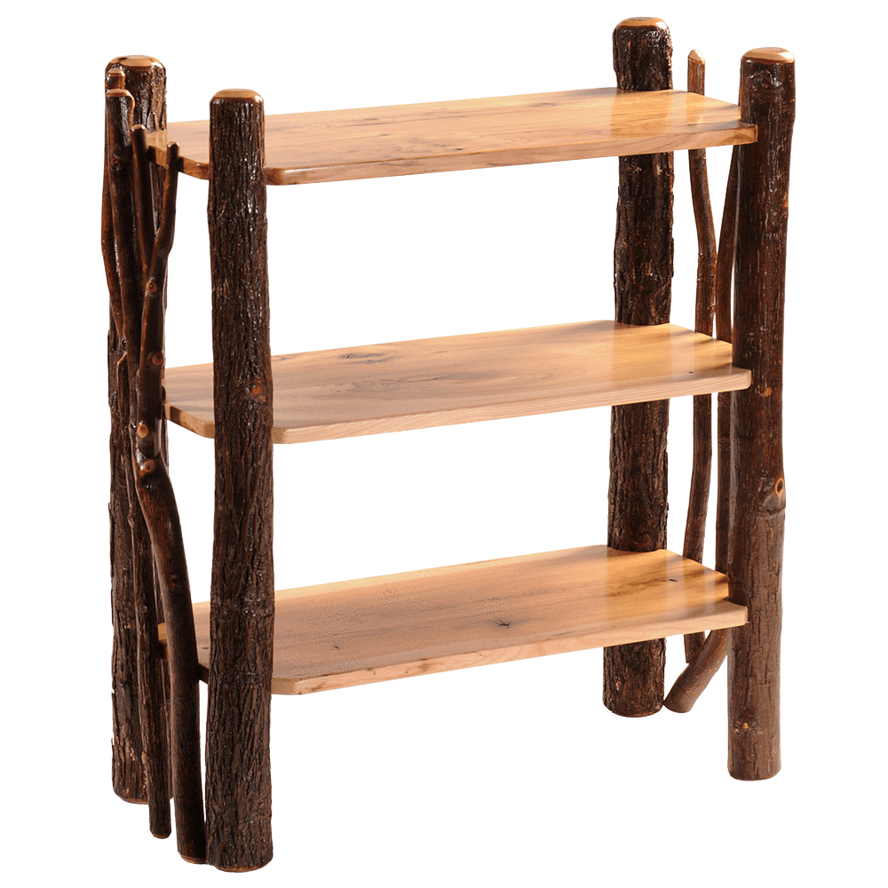 Hickory Open Bookshelf with Twig Accents