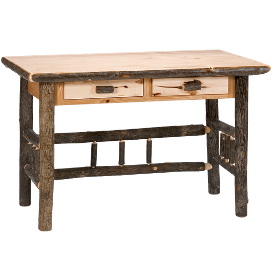 Hickory Writing Desk with Two Drawers