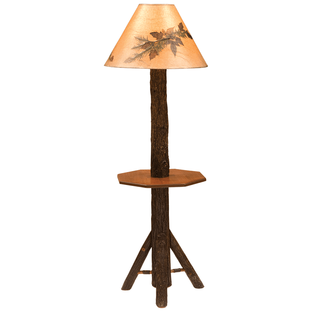 Hickory Floor Lamp with Shelf