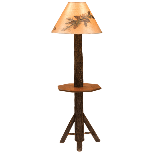 Hickory Floor Lamp with Shelf