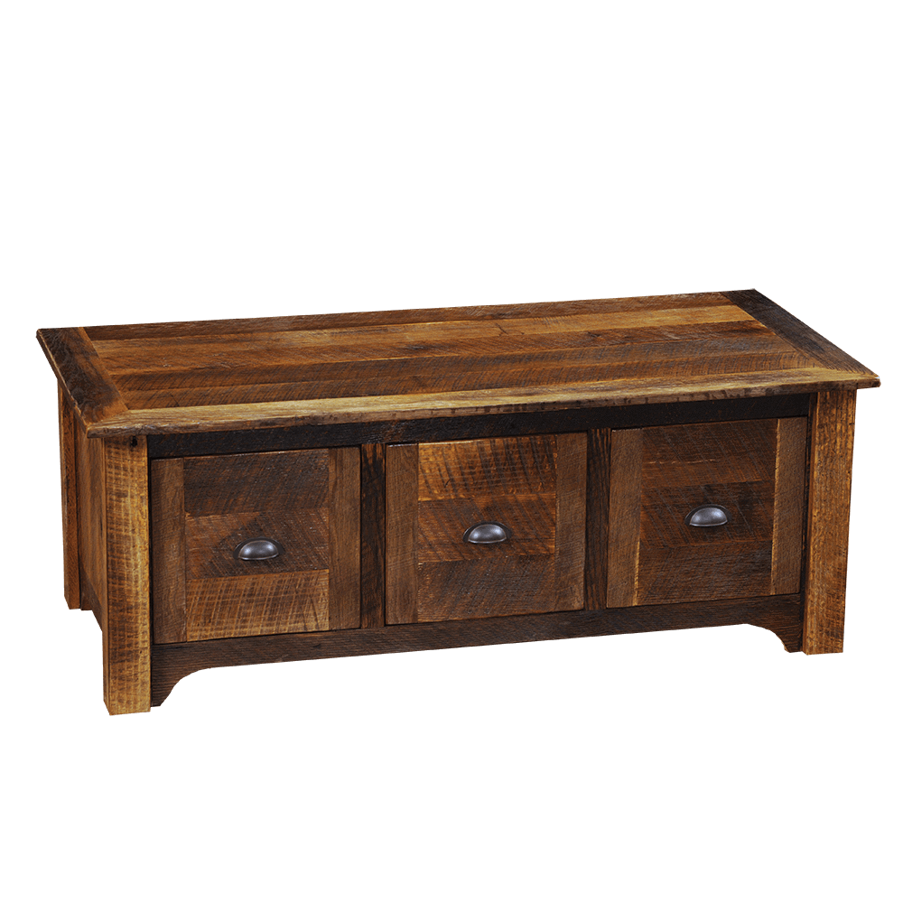 Barnwood Enclosed Coffee Table with Three Drawers