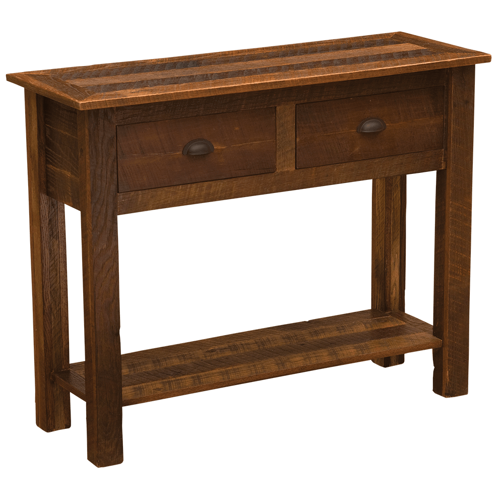 Barnwood Sofa Table with Two Drawers