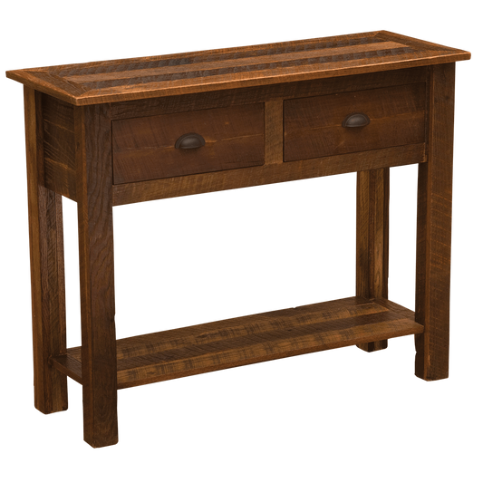 Barnwood Sofa Table with Two Drawers