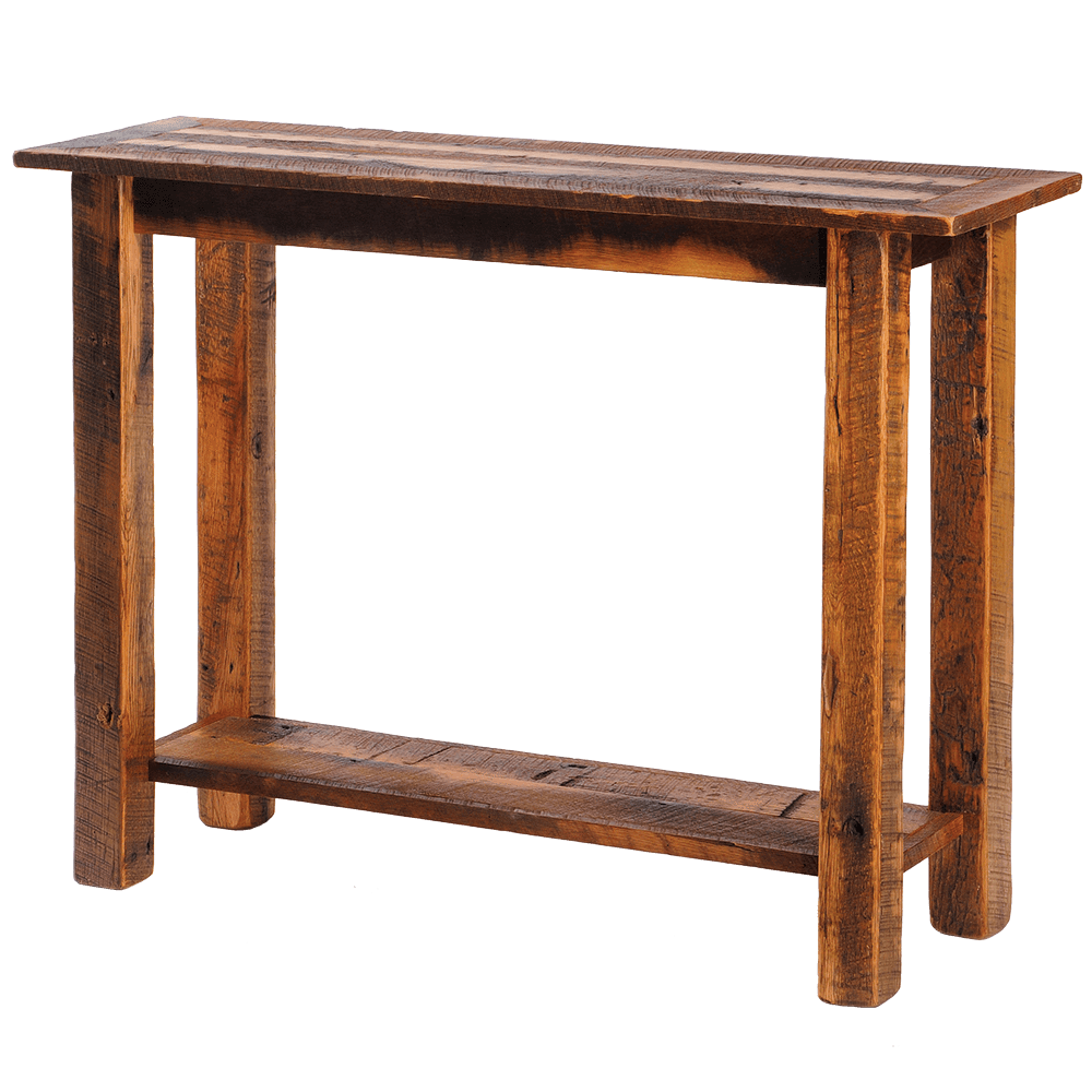 Barnwood Sofa Table with Open Shelf