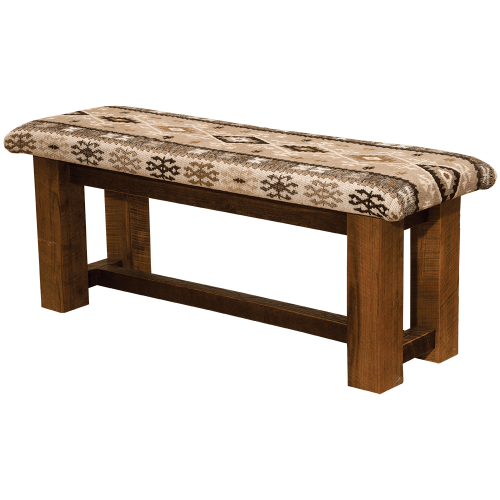 Barnwood Upholstered Dining Bench