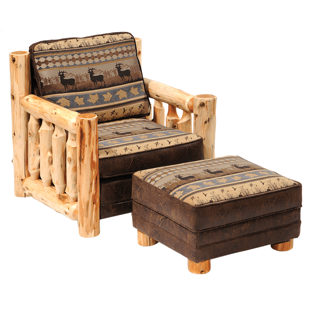 Cedar Log Frame Lounge Chair and Ottoman