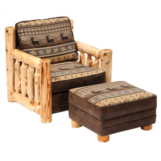 Cedar Log Frame Lounge Chair and Ottoman