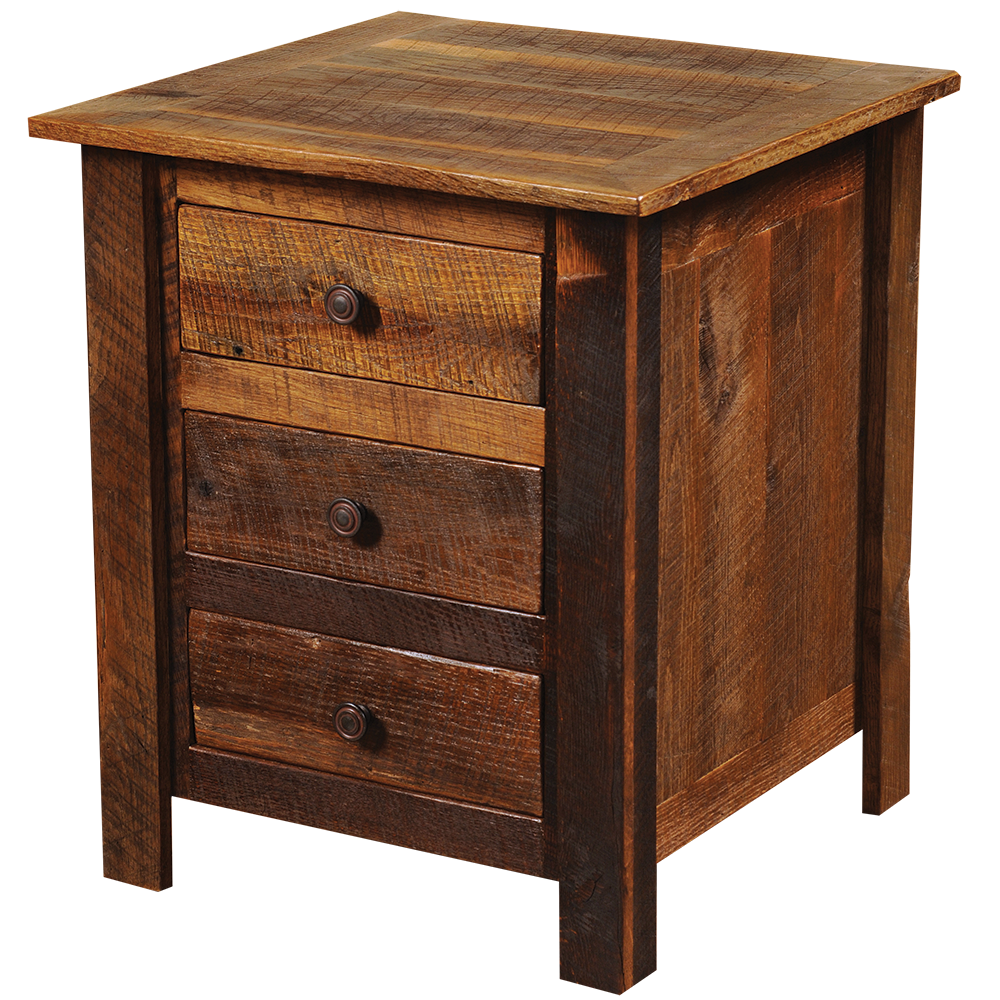 Barnwood Three Drawer Nightstand