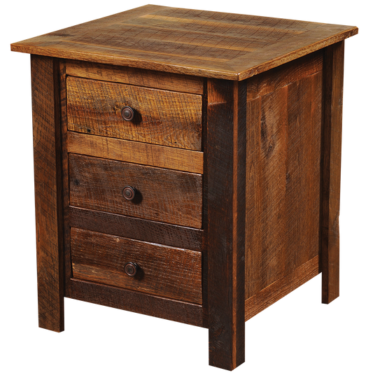 Barnwood Three Drawer Nightstand
